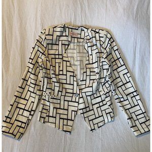 Rodnik Collection Women's White Geometric Long Sleeve 1 Button Blazer 42
